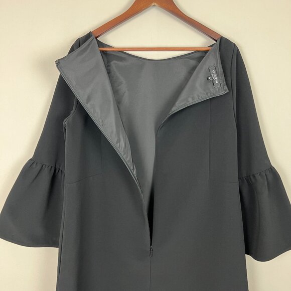 Lafayette 148 New York Dress Womens 14 Black 3/4 Bell-Sleeve Sheath Knee‎ Length - Picture 8 of 10